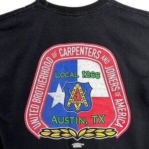 VTG Union Made Carpenters Joiners Local 1266 Austin TX Pocket T-Shirt SZ L USA